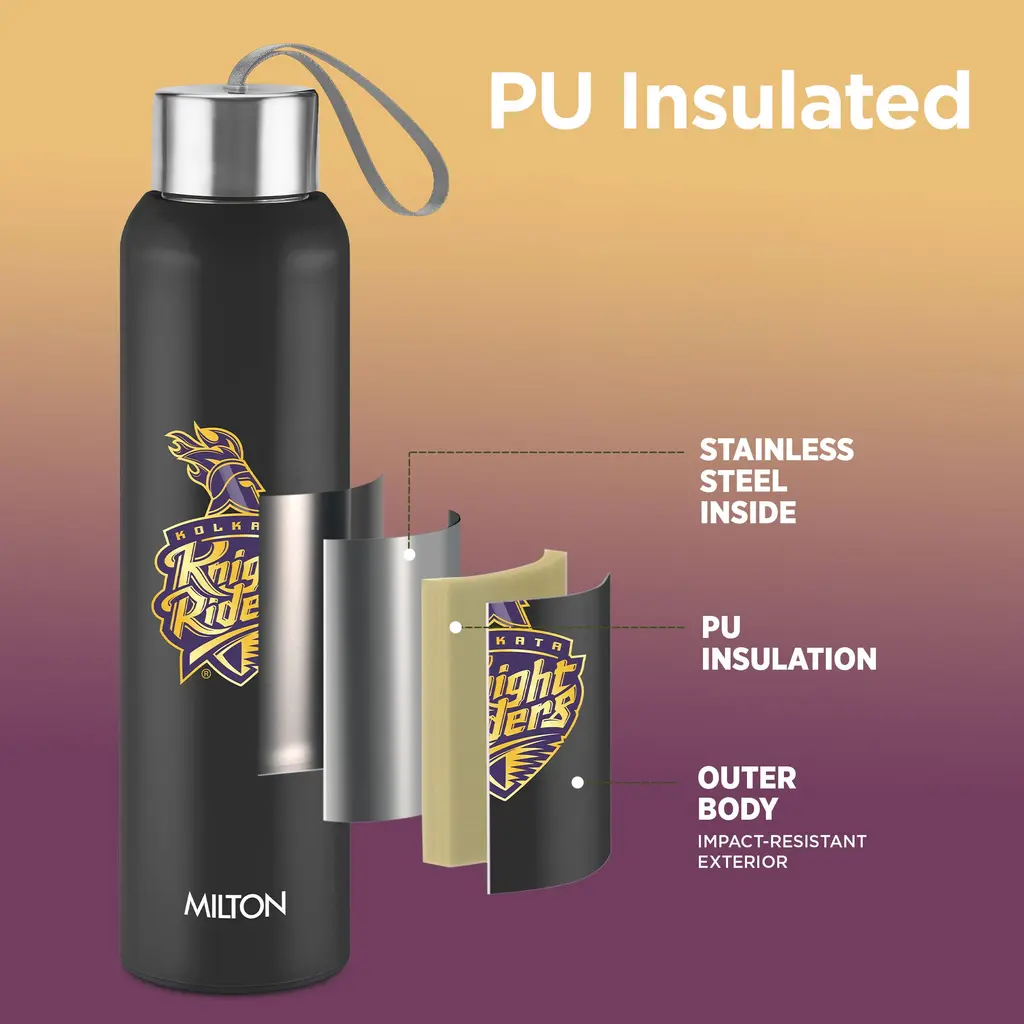 Milton Sports Steel Halo UV Printing Water Bottle - Kolkata Knight Riders (KKR) - Milton, view 2