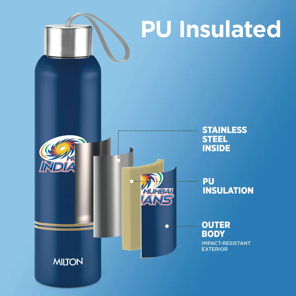 Milton Sports Steel Halo UV Printing Water Bottle - Mumbai Indians (MI) - Milton, view 2