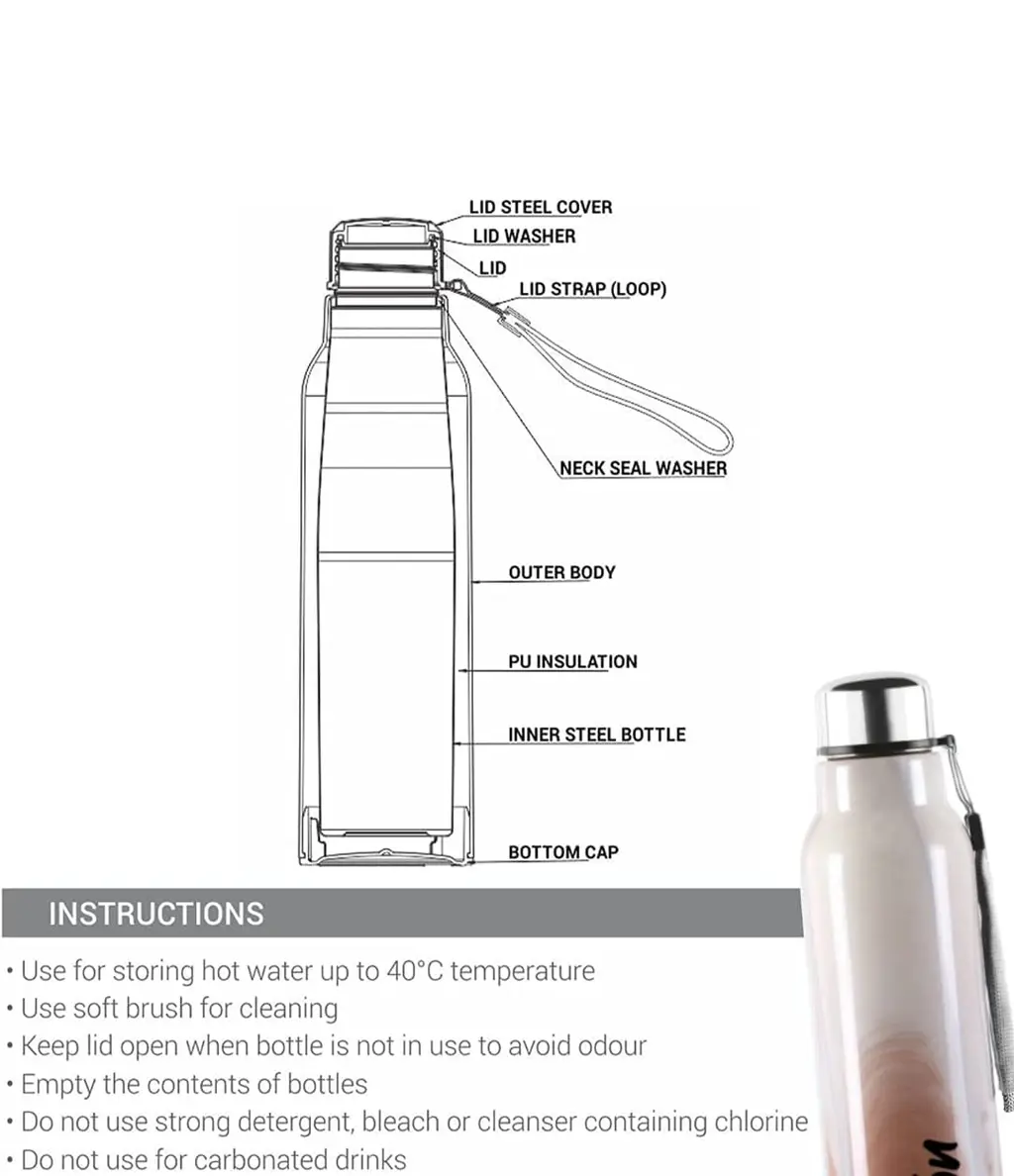 Milton Steel Marble Water Bottle, view 8