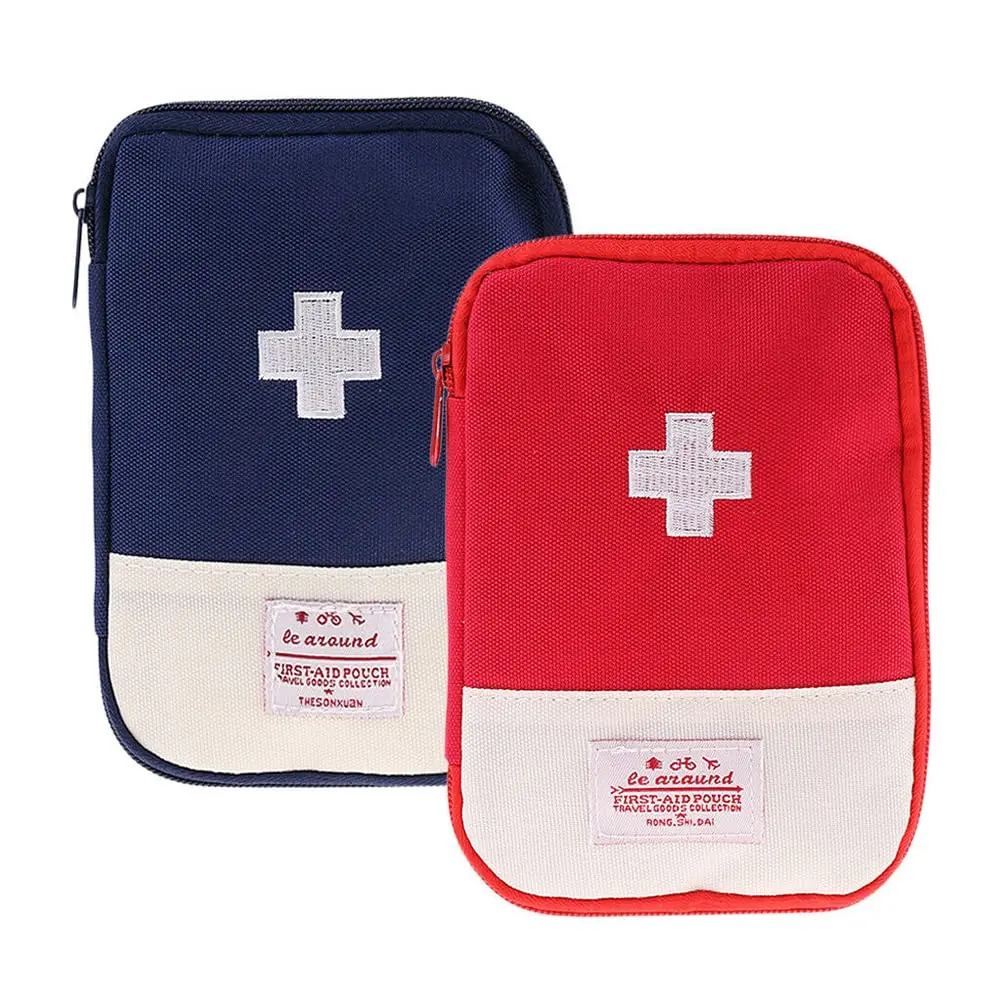 Mini first-style pocket 2 medication bag small empty first aid bag medicine storage bag mini first aid bag empty portable medication medication bag on the go small red+blue