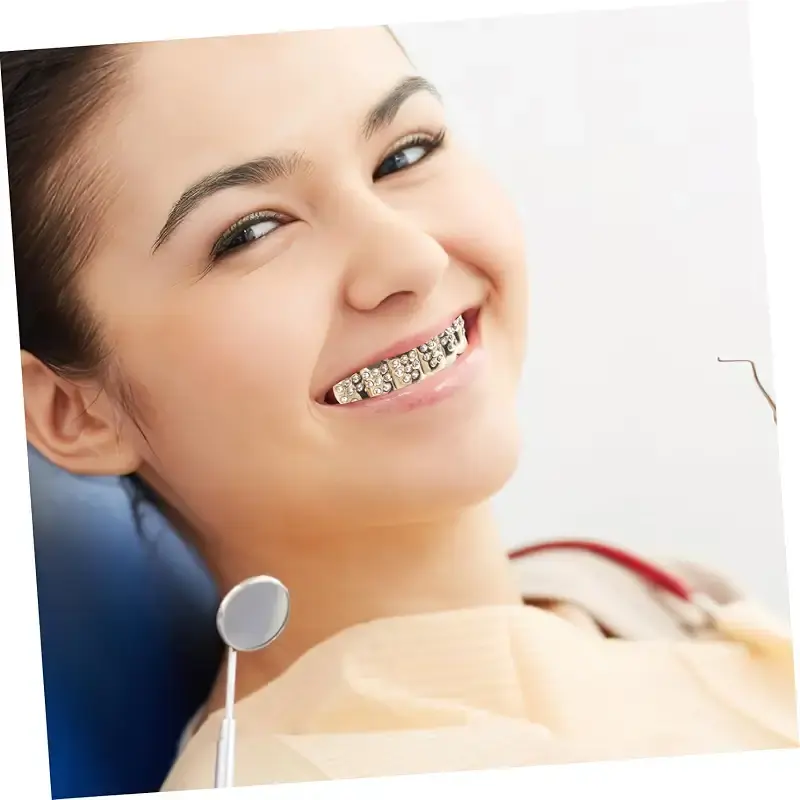 Minkissy 1 set hip-hop fangs Halloween Funny golden braces carrier accessories (-set — minkissy