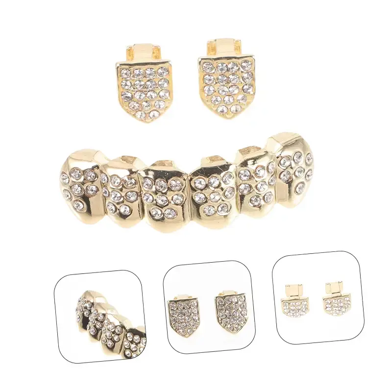 Minkissy 1 set hip-hop fangs Halloween Funny golden braces carrier accessories (-set — Oral Care