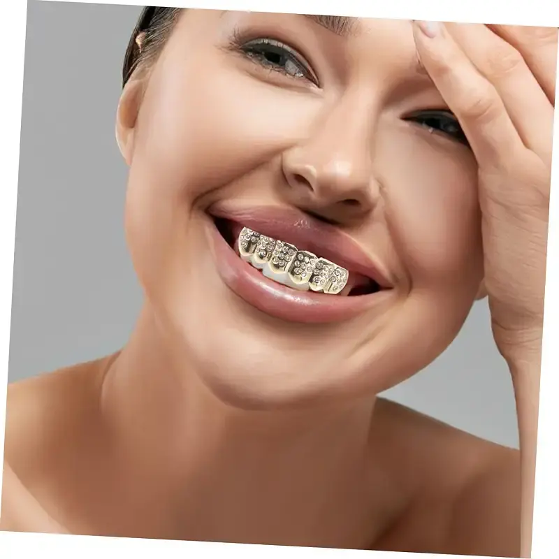 Minkissy 1 set hip-hop fangs Halloween Funny golden braces carrier accessories (-set — Oral Care