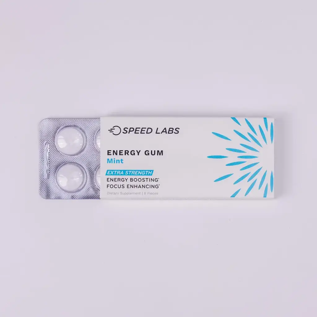 Mint Extra Strength Caffeine Chewing Gum 50mg Caffeine Taurine & B Vitamins Per Piece 48 — 50 mg
