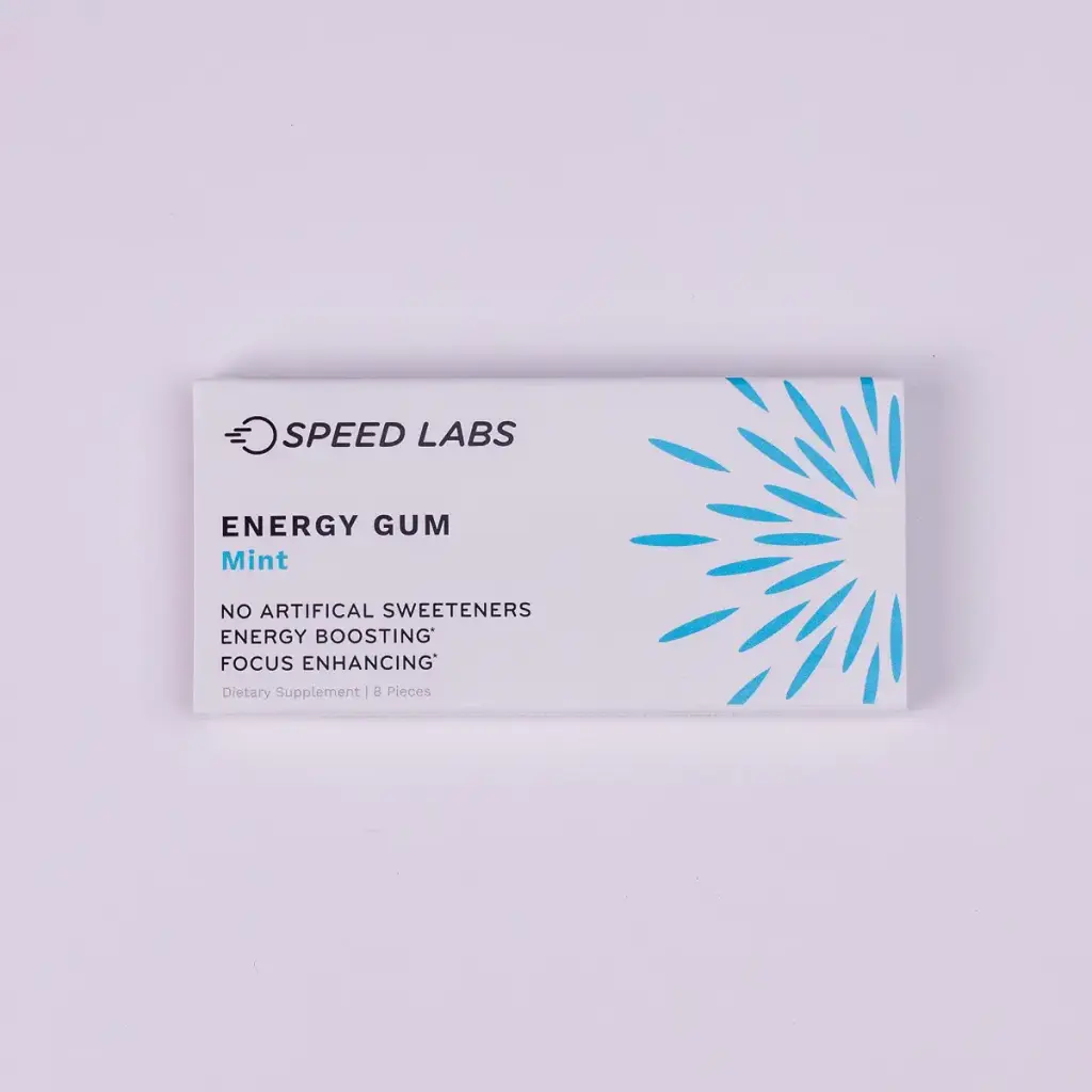 Mint Natural Caffeine Energy Gum 25mg Caffeine Taurine B Vitamins Per Piece 48 Pieces (6 — Speed Labs