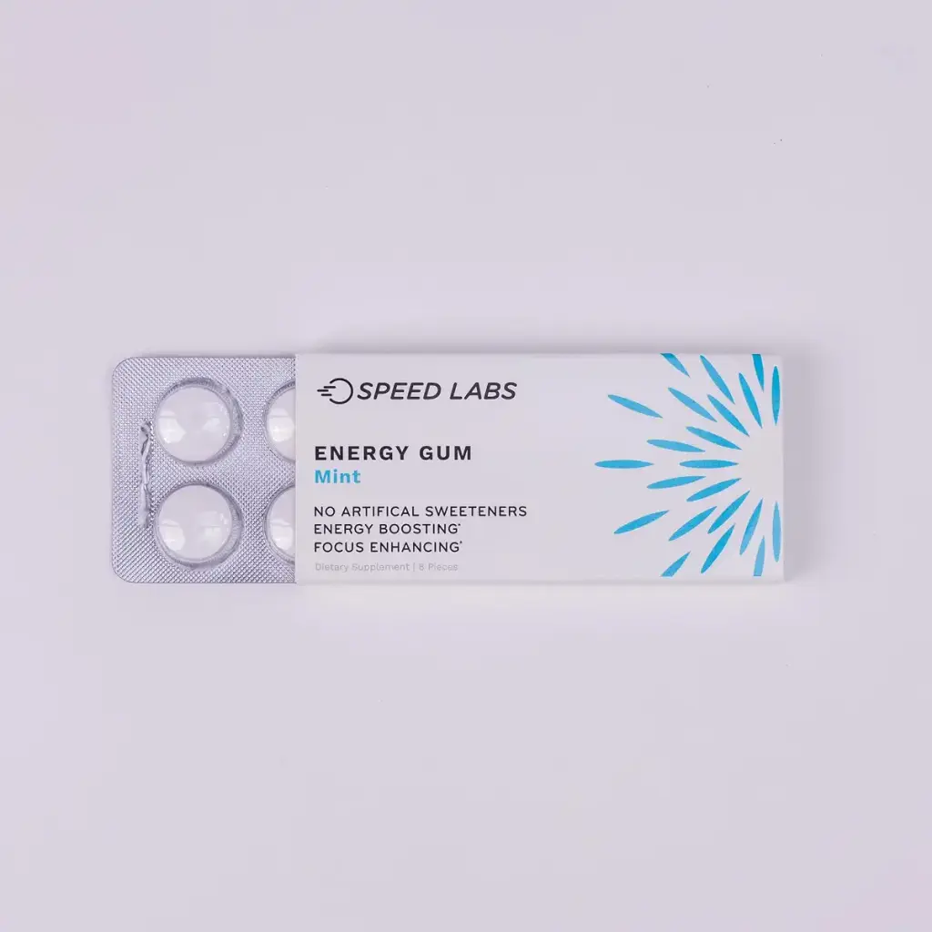 Mint Natural Caffeine Energy Gum 25mg Caffeine Taurine B Vitamins Per Piece 48 Pieces (6 — 25 mg