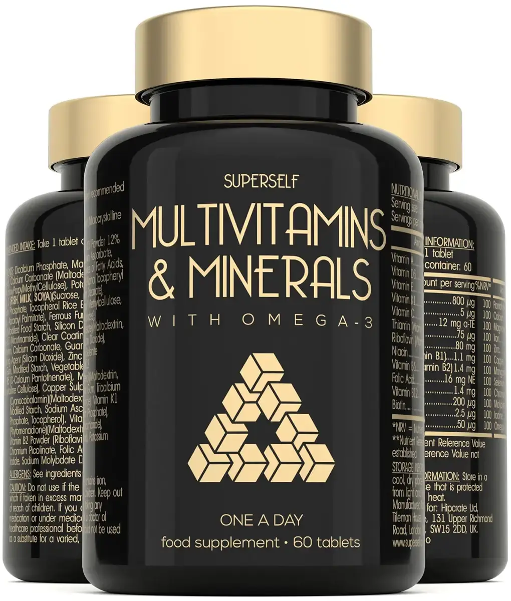 Multivitamin Tablets for Men & Women - Multivitamins and Minerals with Omega 3 - Adult Multi Vitamins Supplements with 100% Daily of Zinc Iron Vitamin D C B12 & 26 Nutrients - 60 Tablets One a Day