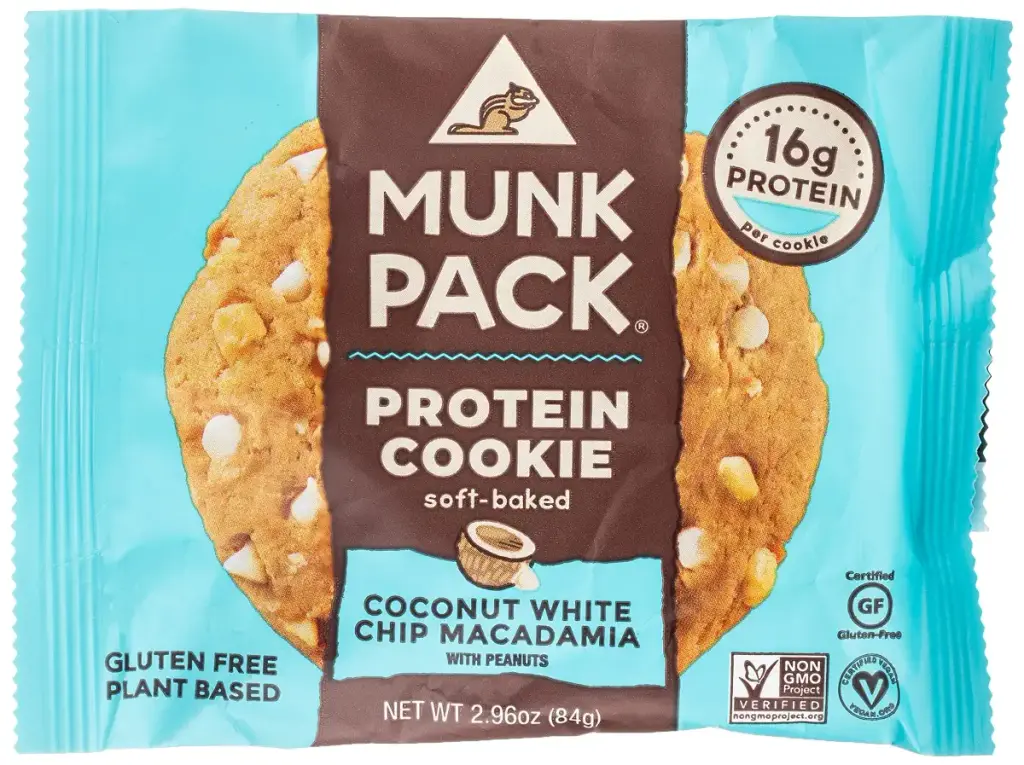 Munk Pack Coconut White Chip Macadamia Protein Cookie with 16 Grams of Protein | Soft Baked | Vegan | Gluten, Dairy and Soy Free | 1 Pack Coconut White Chip Macadamia 2.96 Ounce (Pack of 1)