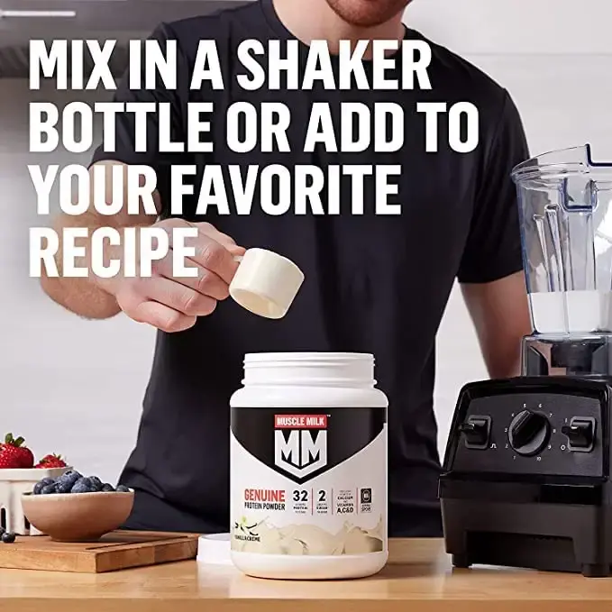 Muscle Milk Genuine Protein Powder, Vanilla Creme, 1.93 Pounds, 12 Servings, 32g Protein — Vanilla