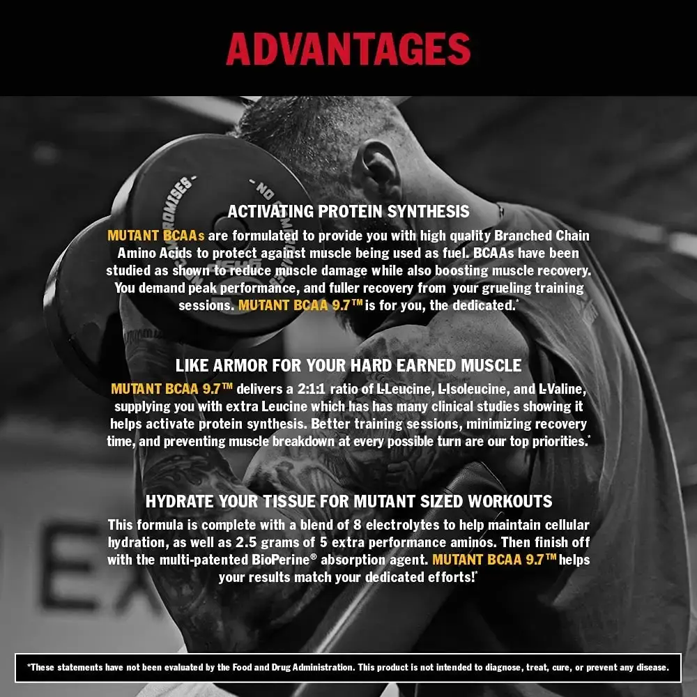 Mutant BCAA 9.7 Supplement BCAA Powder with Micronized Amino Acid and Electrolyte Support — 360 g
