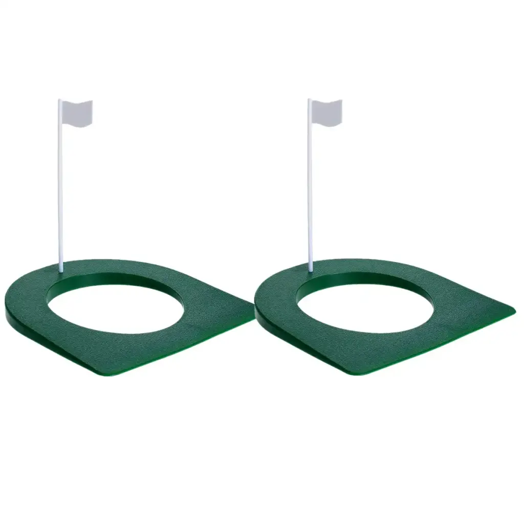 MUXSAM Golf Putting Cup with Flag, All-Direction Putt Cups, Indoor Little Putt Training Hole for Golfer Kids Game Men Women Outdoor Home Office Backyard Practice 2Pcs Green Cup White Flag