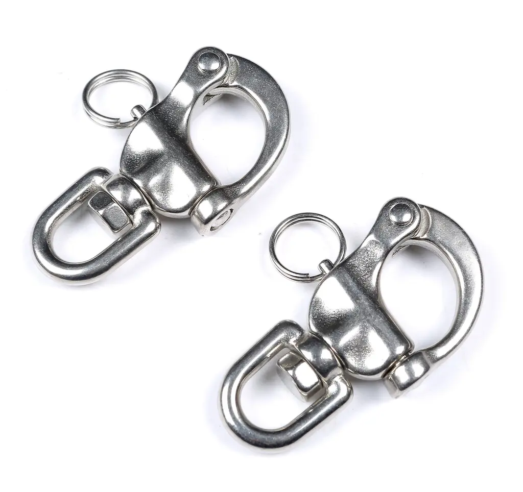 Mxeol Swivel Eye Snap Shackle Quick Release Bail Rigging Sailing Boat Marine Stainless Steel Clip Pair 2-3/4", Silver