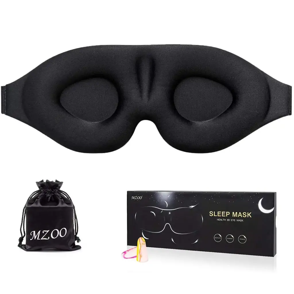 MZOO Sleep Eye Mask for Men Women 3D Contoured Cup Sleeping Mask & Blindfold Concave Molded Night Sleep Mask Block Out Light Soft Comfort Eye Shade Cover for Travel Yoga Nap Black