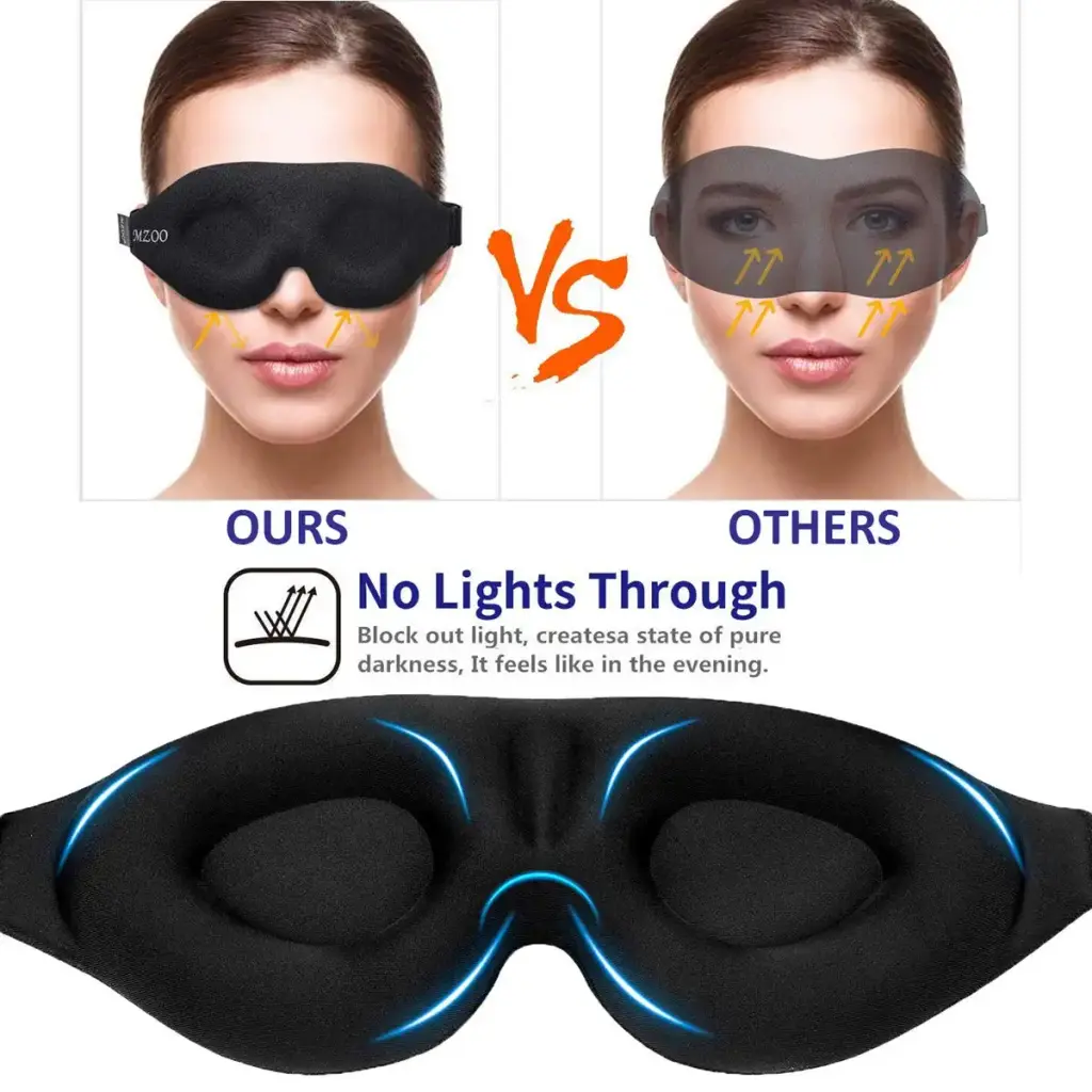 MZOO Sleep Eye Mask for Men Women 3D Contoured Cup Sleeping Mask & Blindfold Concave — Sleep Wellness