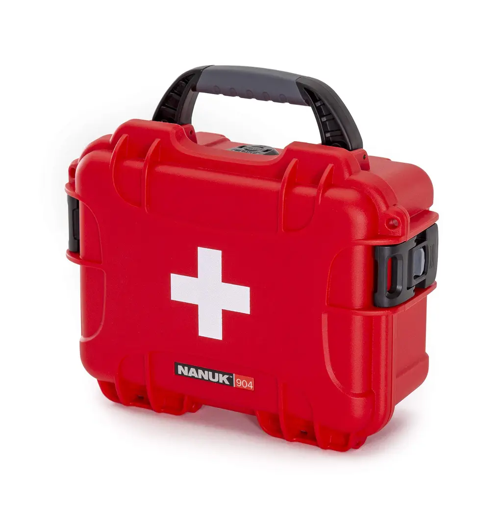 Nanuk 904 Waterproof First Aid Prepper Survival Gear Dust and Impact Resistant Case - Empty - Red 904 First Aid Case