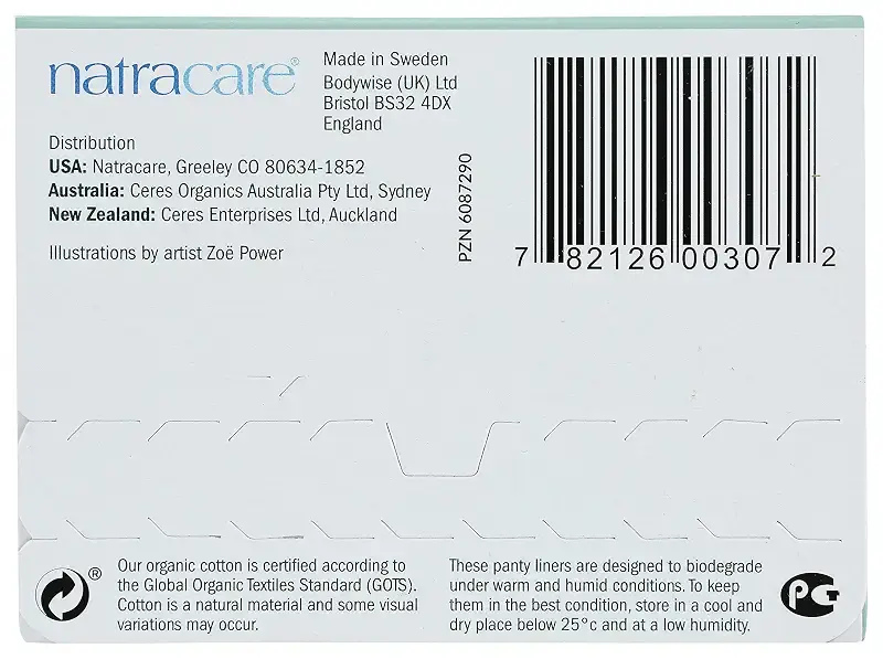 Natracare Natural Organic Thong Style Panty Liners, Made with Certified Organic Cotton — Feminine Care
