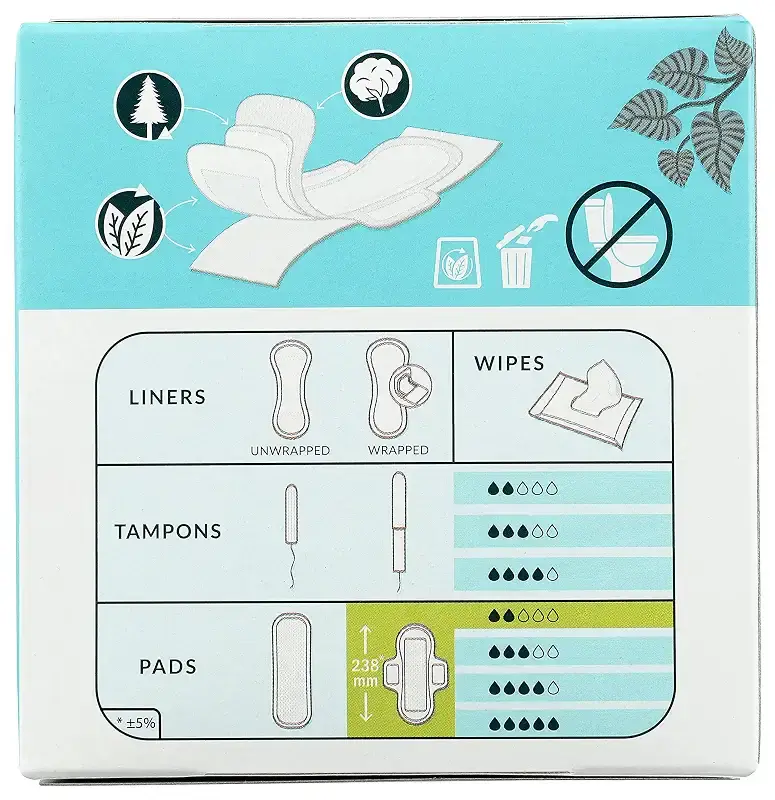 Natracare Slim Fitting Ultra Pads with Wings, Regular, Made with Certified Organic — Feminine Care