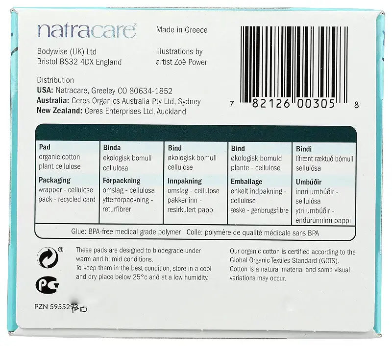 Natracare Slim Fitting Ultra Pads with Wings, Regular, Made with Certified Organic — pack of 14