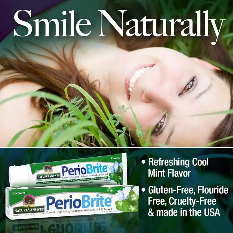 Nature's Answer PerioBrite Natural Brightening Toothpaste with CoQ10 & Folic Acid Cool — Mint