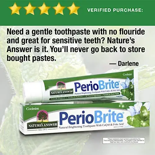 Nature's Answer PerioBrite Natural Brightening Toothpaste with CoQ10 & Folic Acid Cool — Oral Care