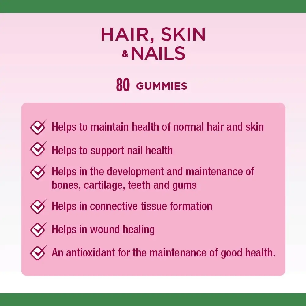 Nature s Bounty Hair Skin Nails Gummies with Biotin 80 Gummies — pack of 80
