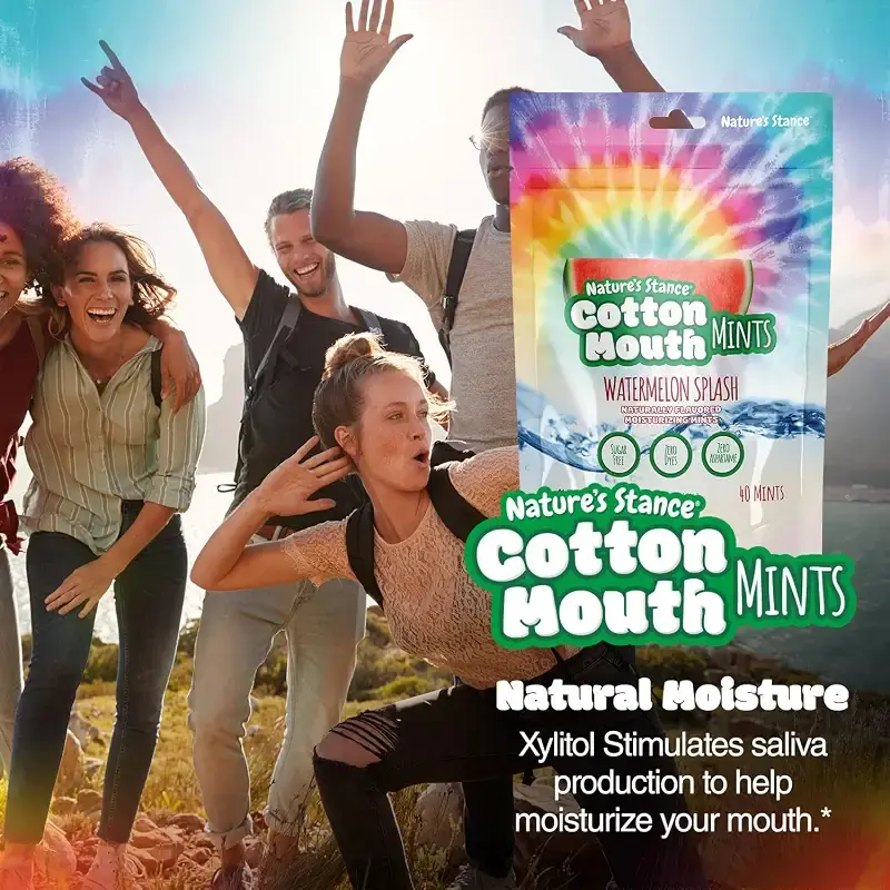 Nature's Stance Cotton Mouth Xylitol Mints Dry Mouth Lozenges Sugar Free Mouth Watering — Watermelon