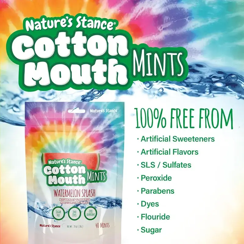 Nature's Stance Cotton Mouth Xylitol Mints Dry Mouth Lozenges Sugar Free Mouth Watering — Watermelon