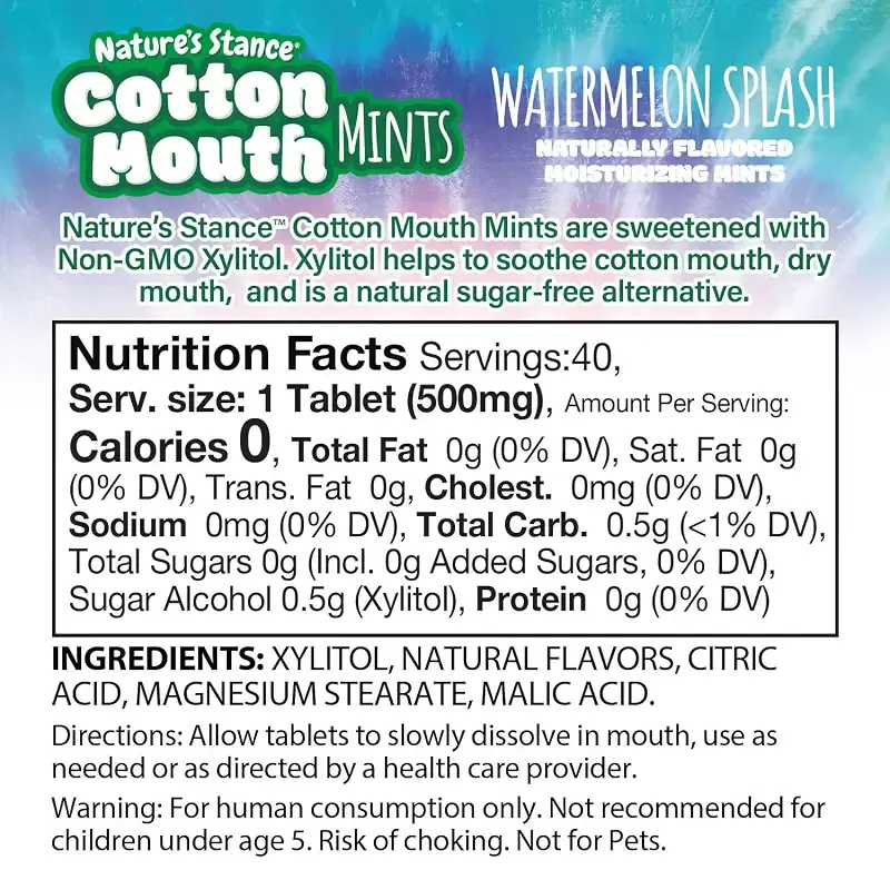Nature's Stance Cotton Mouth Xylitol Mints Dry Mouth Lozenges Sugar Free Mouth Watering — pack of 40
