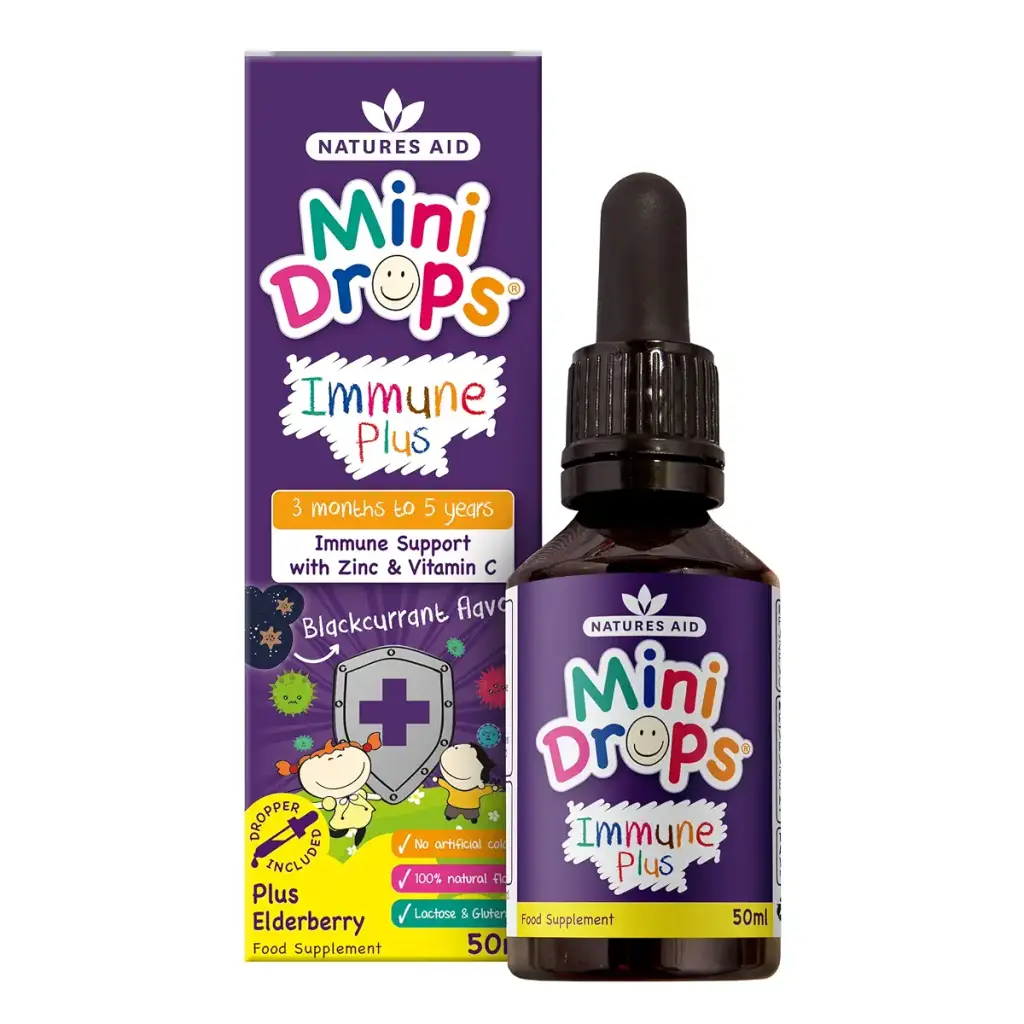 Natures Aid Immune Plus Mini Drops for Infants and Children No Added Sugar 50 ml (Pack of 1)