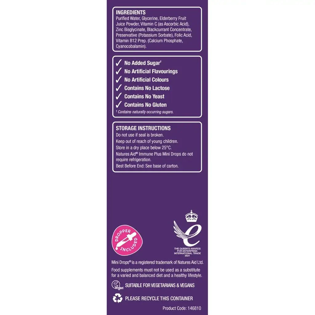 Natures Aid Immune Plus Mini Drops for Infants and Children No Added Sugar 50 ml (Pack of — Liquid