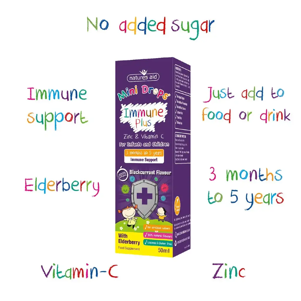 Natures Aid Immune Plus Mini Drops for Infants and Children No Added Sugar 50 ml (Pack of — Vitamins