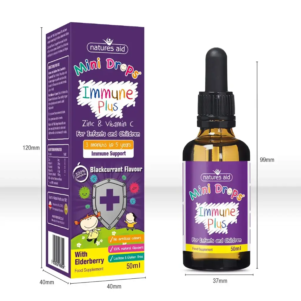 Natures Aid Immune Plus Mini Drops for Infants and Children No Added Sugar 50 ml (Pack of — Vitamins