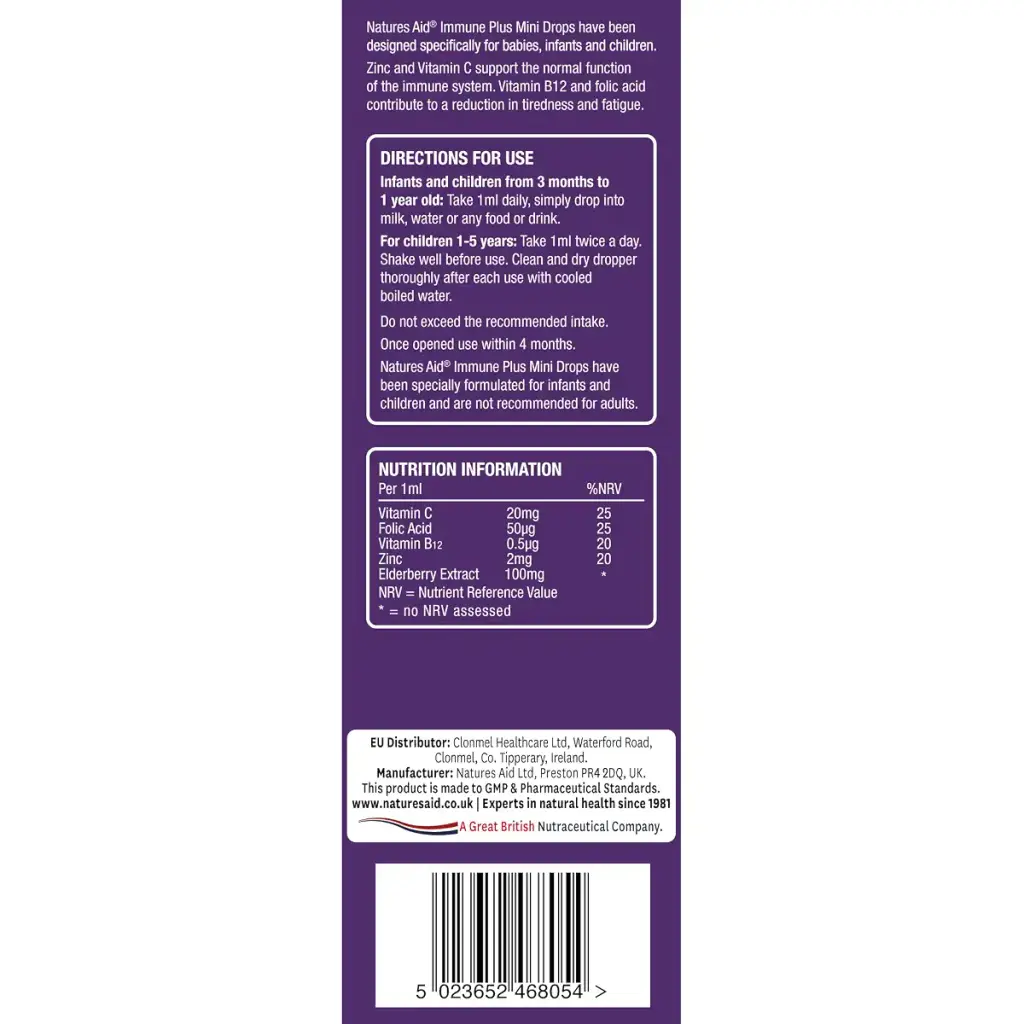 Natures Aid Immune Plus Mini Drops for Infants and Children No Added Sugar 50 ml (Pack of — 50 ml