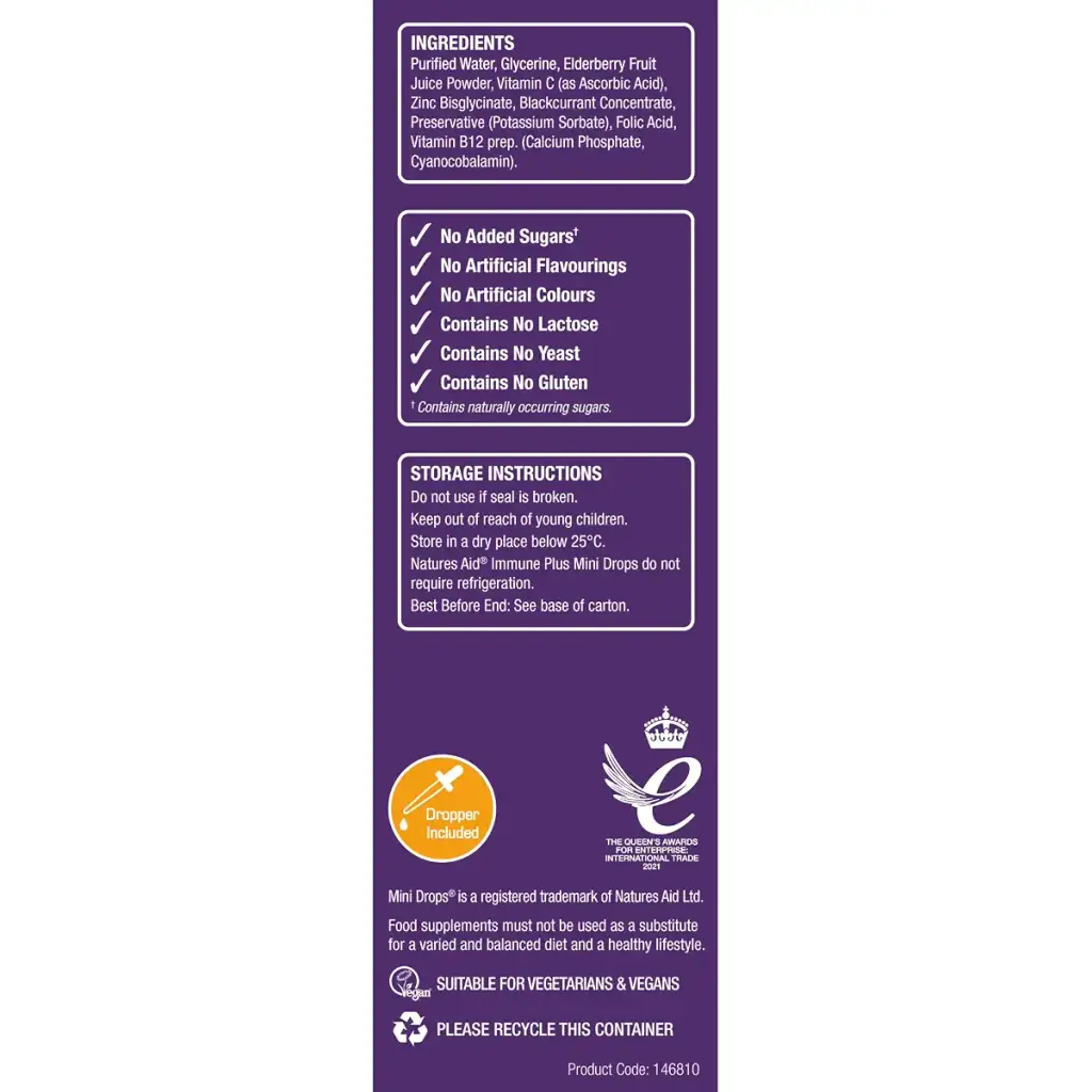 Natures Aid Immune Plus Mini Drops for Infants and Children No Added Sugar 50 ml (Pack of — Liquid
