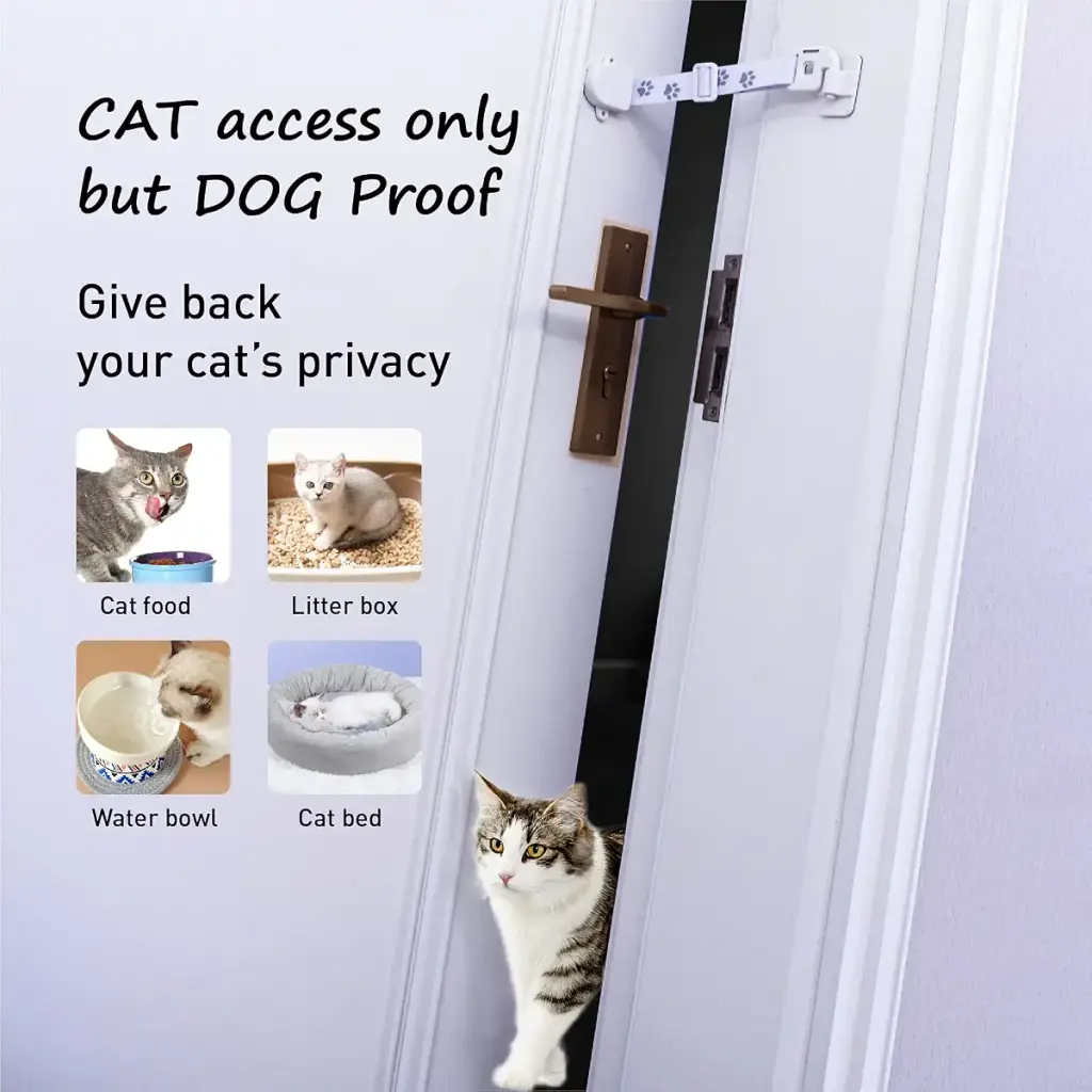 Neobay Adjustable Door Strap and Latch for Cats, Easy Way for Dog Proof Litter Box and — Pet
