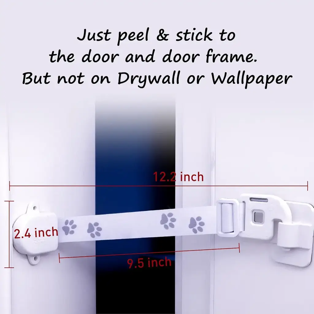 Neobay Adjustable Door Strap and Latch for Cats, Easy Way for Dog Proof Litter Box and — Pet