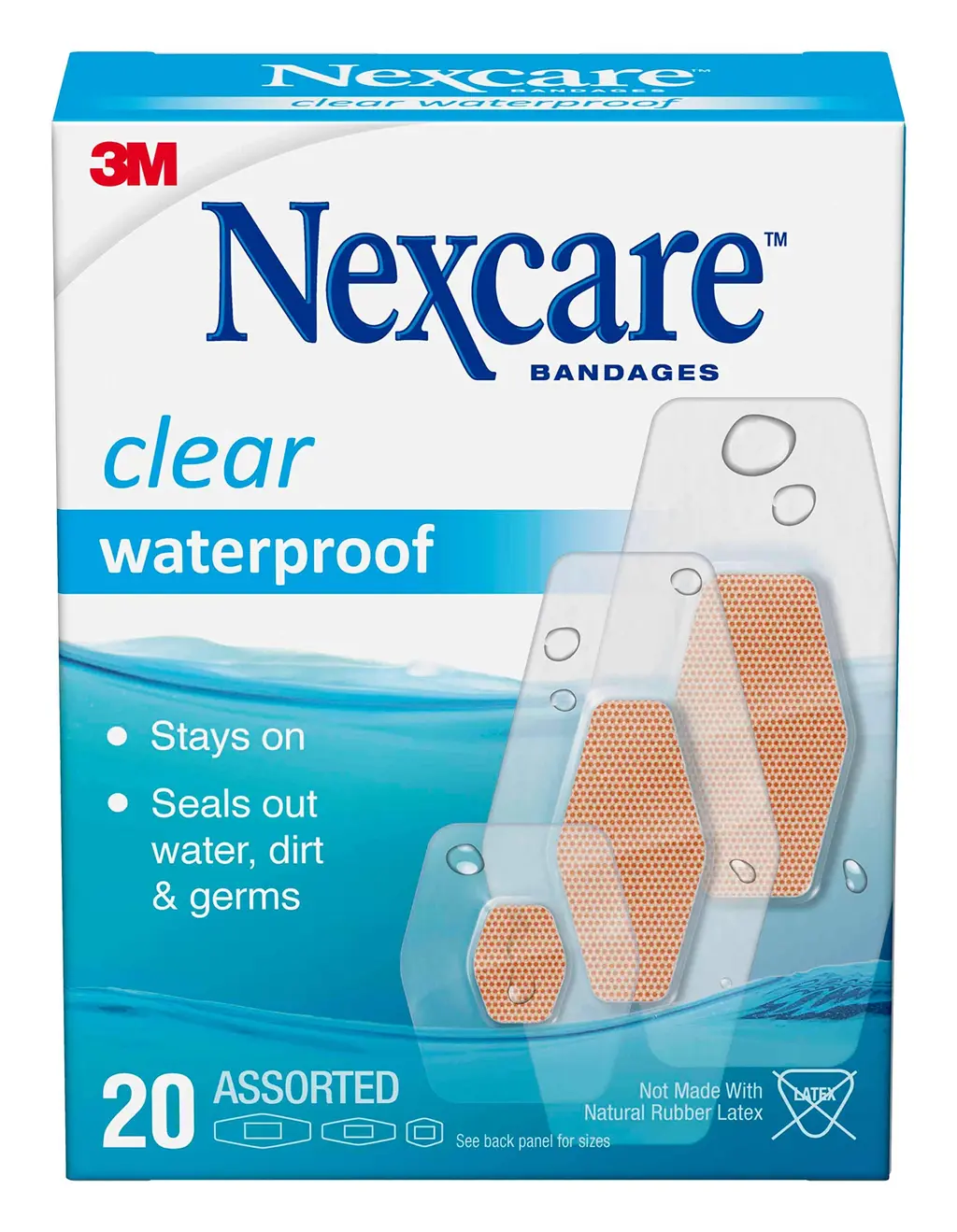 Nexcare Waterproof Clear Bandages Covers And Protects Designed To Stay On In Wet Conditions And Keep The Water Out Assorted Sizes 20 Count 20 Assorted