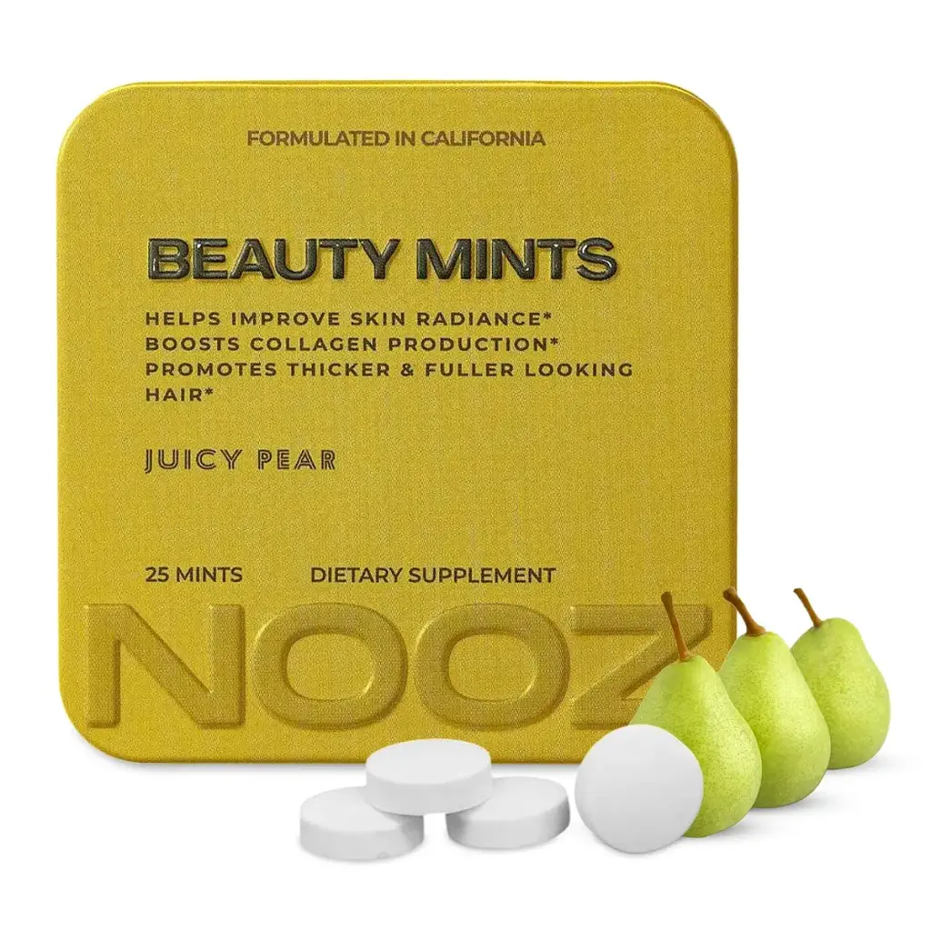 NOOZ Beauty Mints - Sugar-Free Biotin Mint for Glowing Skin, Healthy Hair & Strong Nails - Juicy Pear Flavor