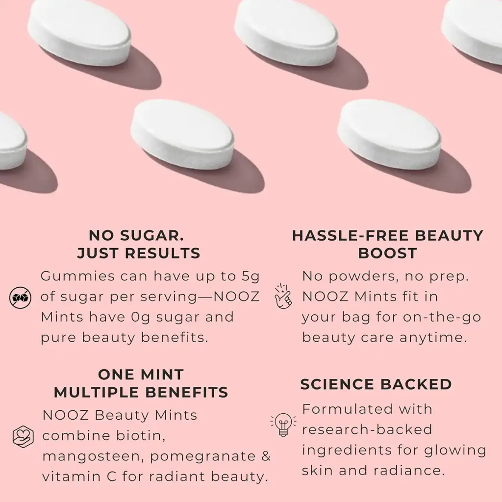 NOOZ Beauty Mints - Sugar-Free Biotin Mint for Glowing Skin, Healthy Hair & Strong Nails — Mint