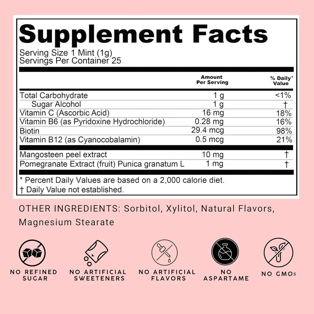 NOOZ Beauty Mints - Sugar-Free Biotin Mint for Glowing Skin, Healthy Hair & Strong Nails — Sports Nutrition
