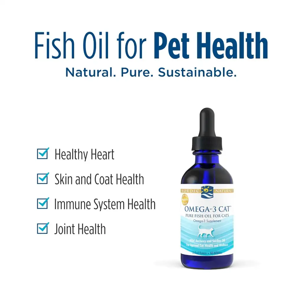 Nordic Naturals Omega-3 Cat, Unflavored - 2 oz - 304 mg Omega-3 Per One mL - Fish Oil for — 2 oz