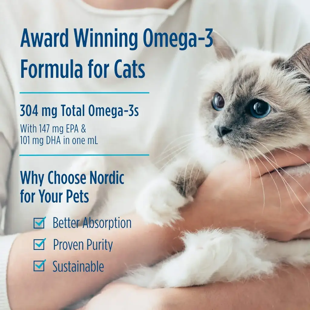 Nordic Naturals Omega-3 Cat, Unflavored - 2 oz - 304 mg Omega-3 Per One mL - Fish Oil for — Unflavoured