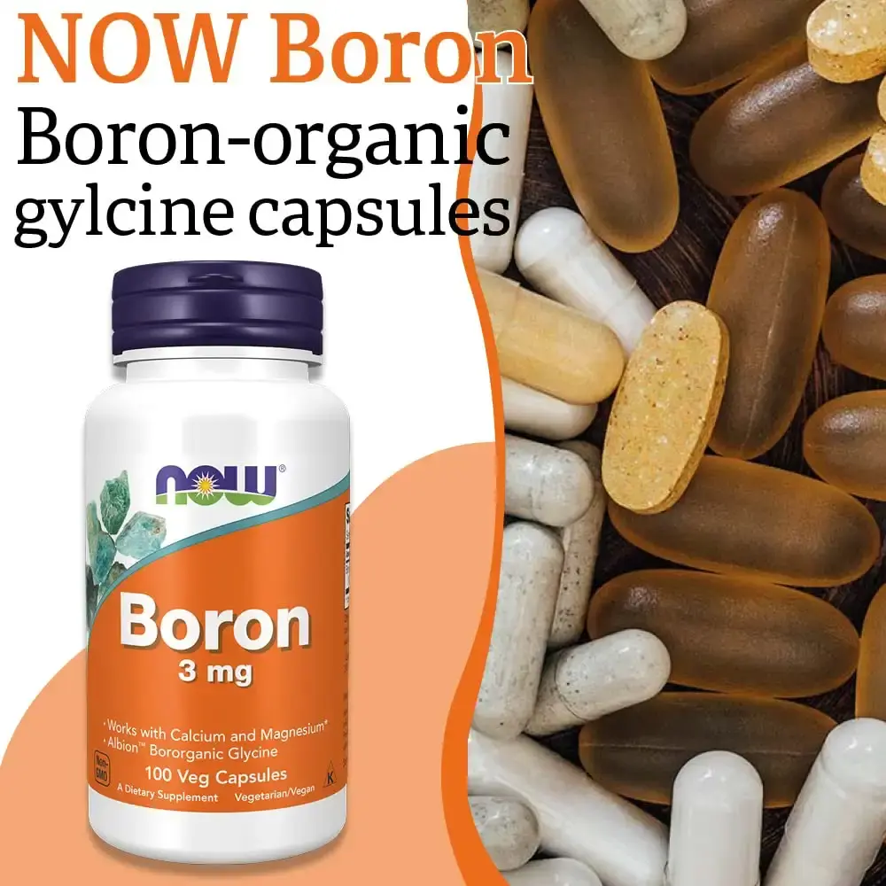 Now Foods Boron 3mg 100 Vegan Capsules Lab-Tested Gluten Free Soy Free Vegetarian — NOW