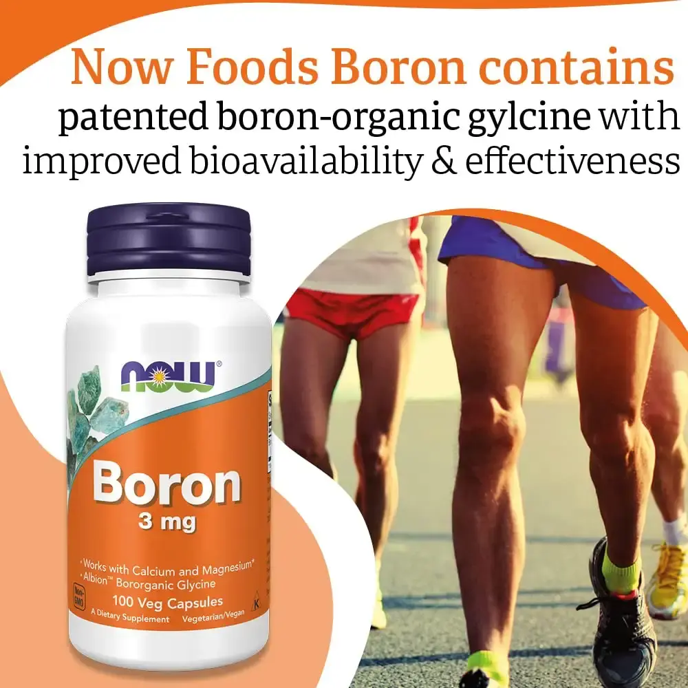Now Foods Boron 3mg 100 Vegan Capsules Lab-Tested Gluten Free Soy Free Vegetarian — 3 mg