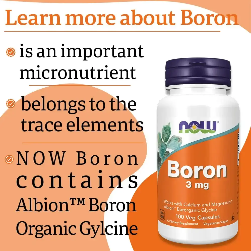 Now Foods Boron 3mg 100 Vegan Capsules Lab-Tested Gluten Free Soy Free Vegetarian — Capsules