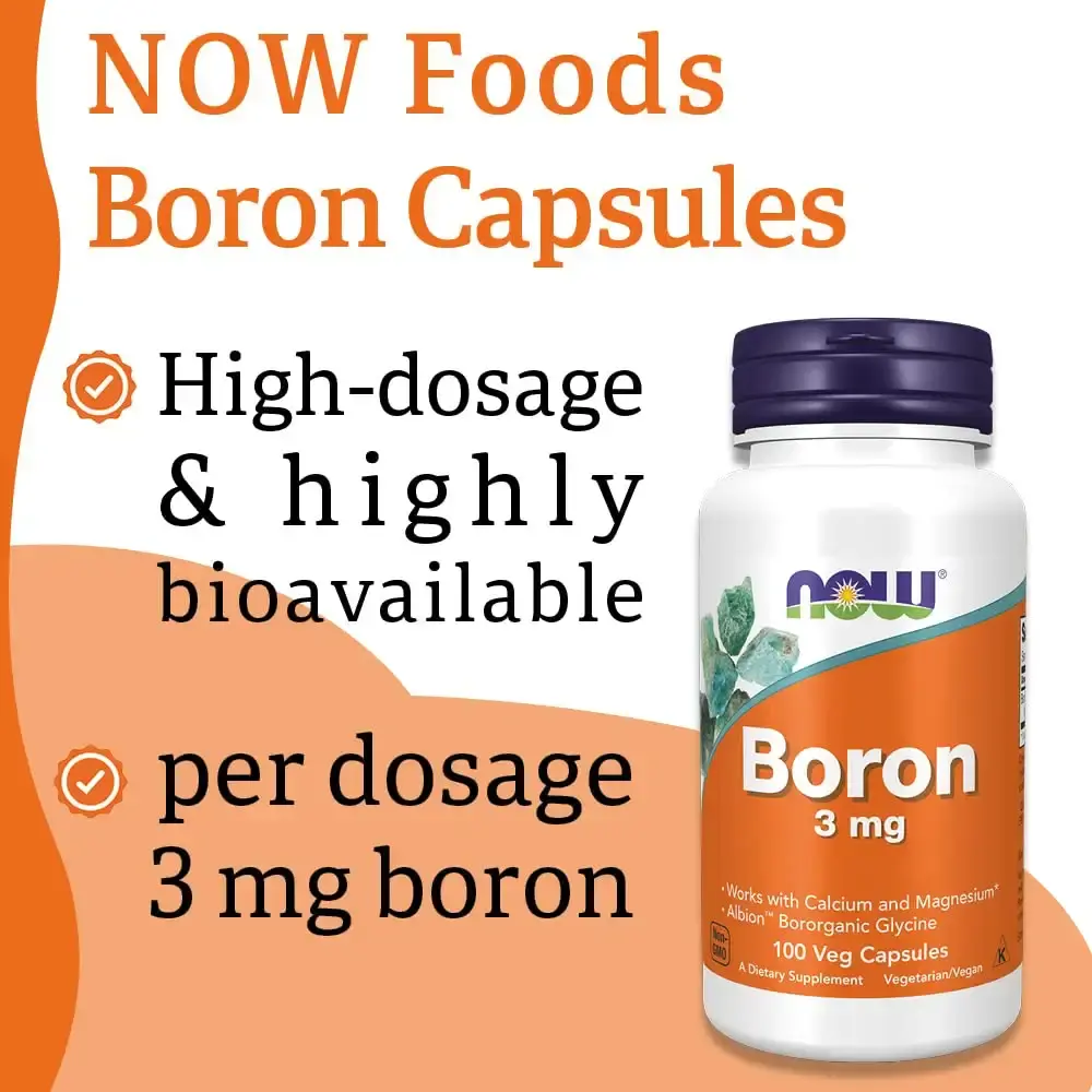 Now Foods Boron 3mg 100 Vegan Capsules Lab-Tested Gluten Free Soy Free Vegetarian — Vitamins
