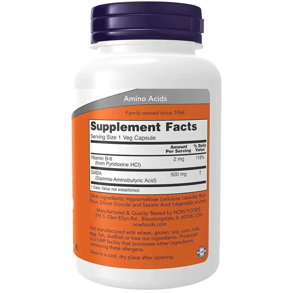 Now Foods GABA 500 mg 100 Veg Capsules — 500 mg