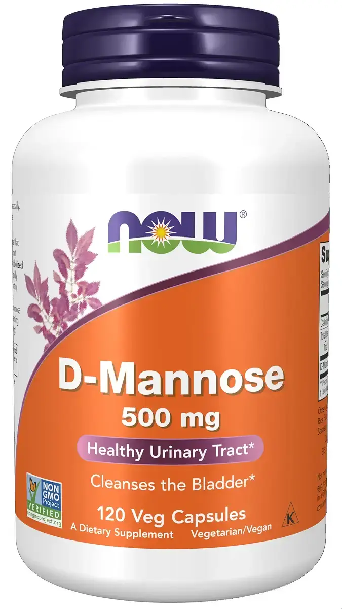 NOW Supplements, D-Mannose 500 mg, Non-GMO Project Verified, Healthy Urinary Tract*, 120 Veg Capsules 120 Count (Pack of 1)