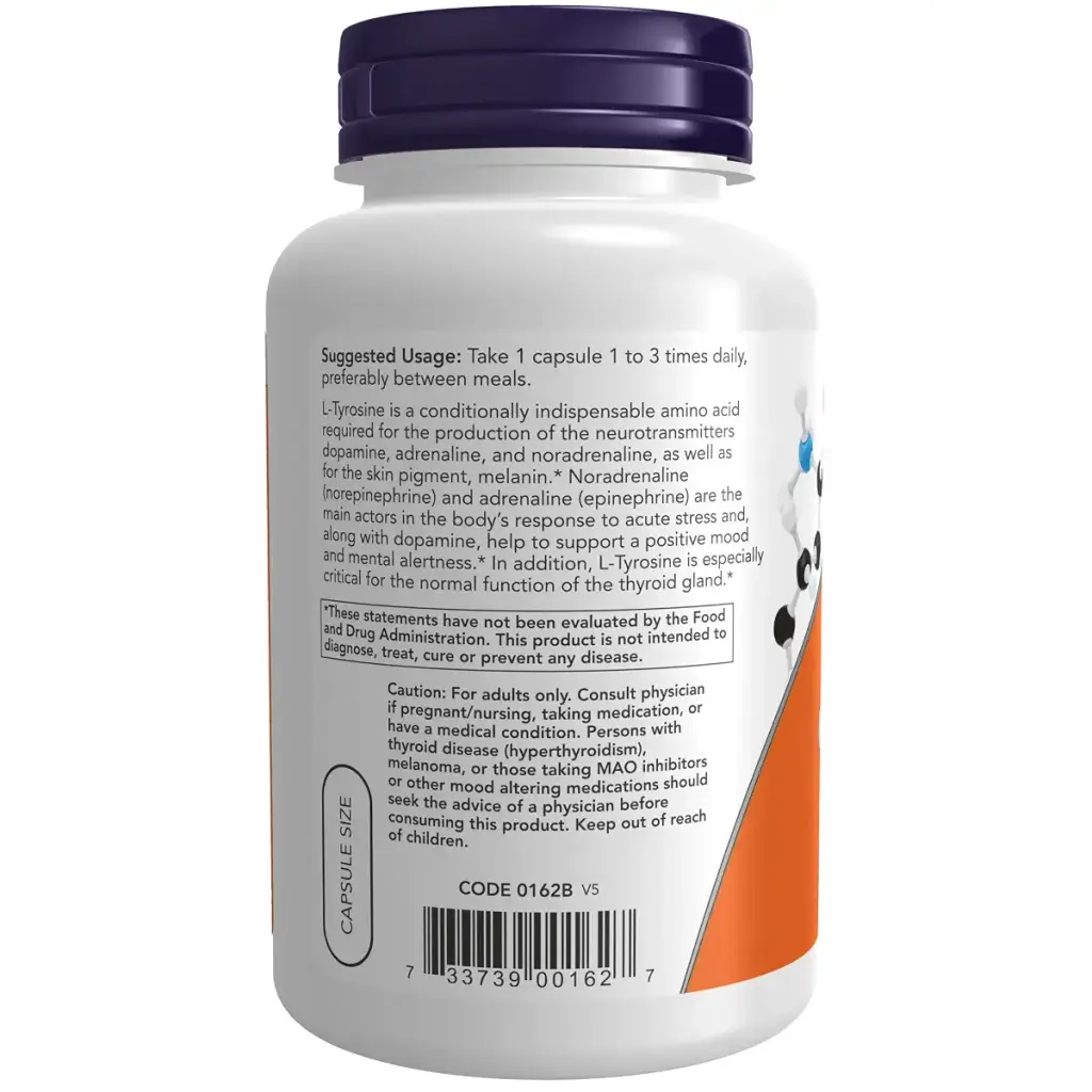 NOW Supplements, L-Tyrosine 500 mg, Supports Mental Alertness*, Neurotransmitter — Capsules