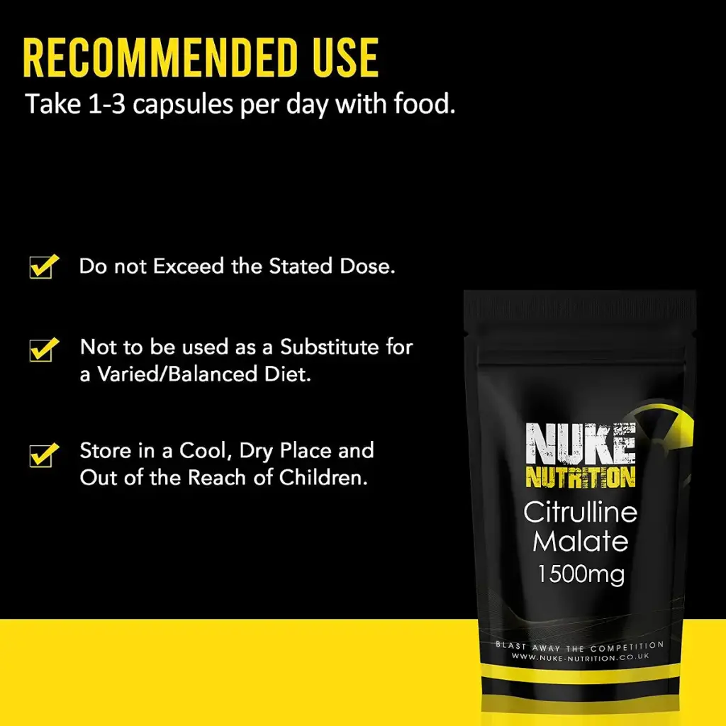 Nuke Nutrition L Citrulline Malate Capsules | 60 Capsules | High Strength 1500mg Dose — Capsules